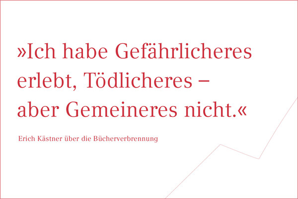 »Ich habe Gefährlicheres erlebt, Tödlicheres – aber Gemeineres nicht« Zitat von Erich Kästner über die Bücherverbrennung