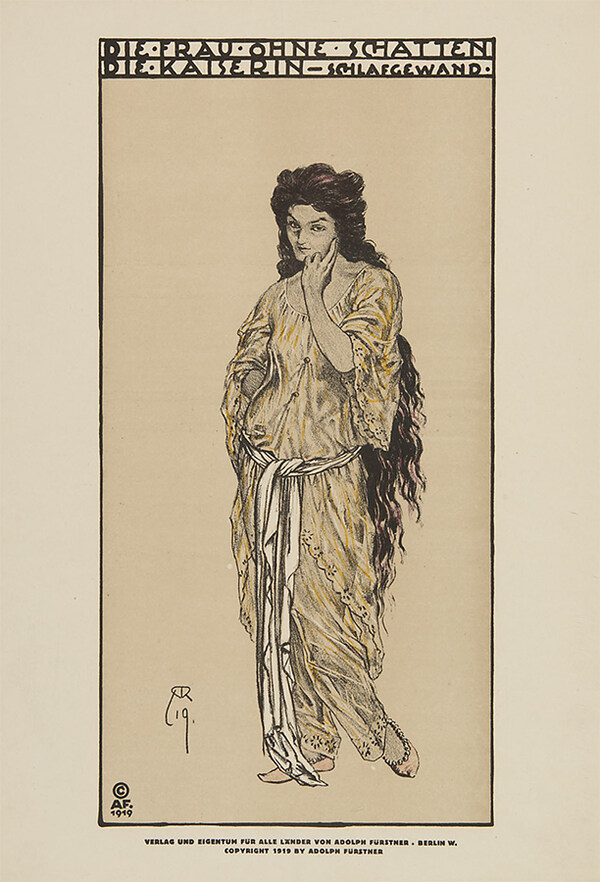 Die Kaiserin im Schlafgewand, Kostümfigurine von Alfred Roller, 1919