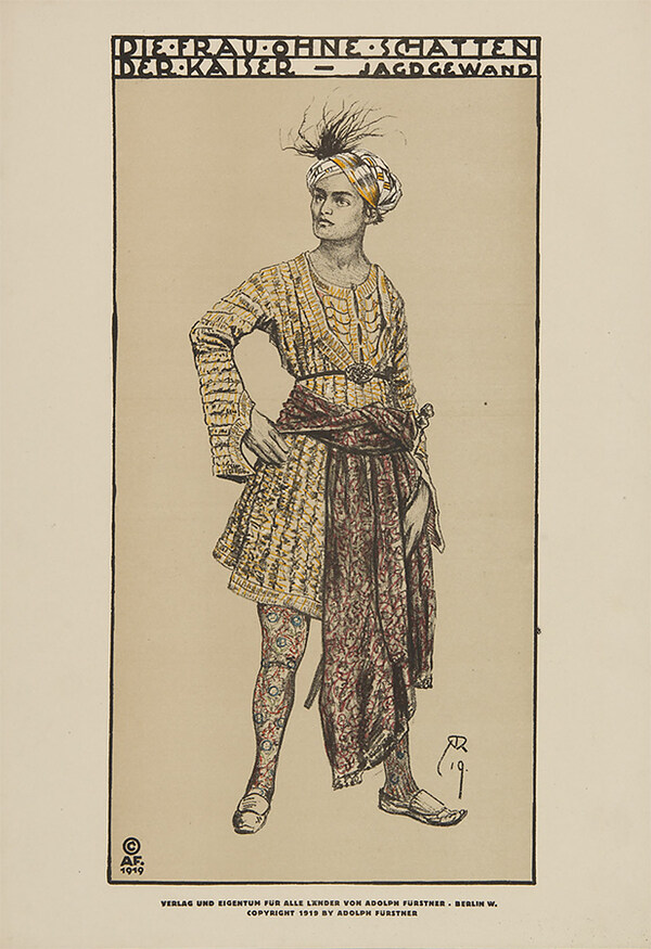 Der Kaiser im Jagdgewand, Kostümfigurine von Alfred Roller, 1919