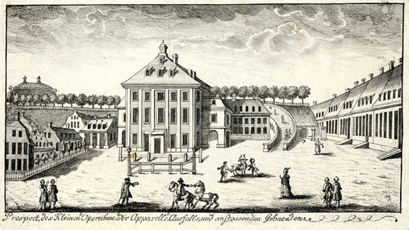 Morettisches Opernhaus, Radierung von Friedrich Gottlob Schlitterlau, um 1760