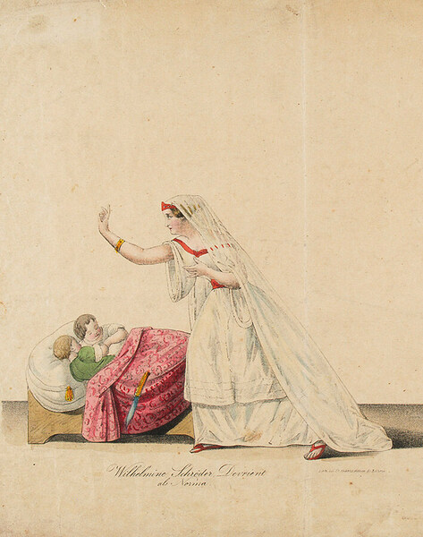 Lithografie von Wilhelmine Schröder-Devrient als Norma (Ausschnitt), um 1840