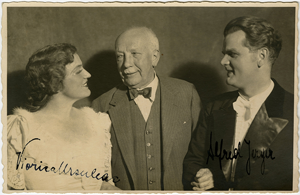 Historische Fotografie von Richard Strauss mit Viorica Ursuleac und Alfred Jerger