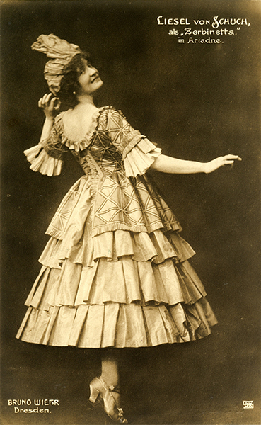 Historische Fotografie von Liesel von Schuch als Zerbinetta, 12. Januar 1926